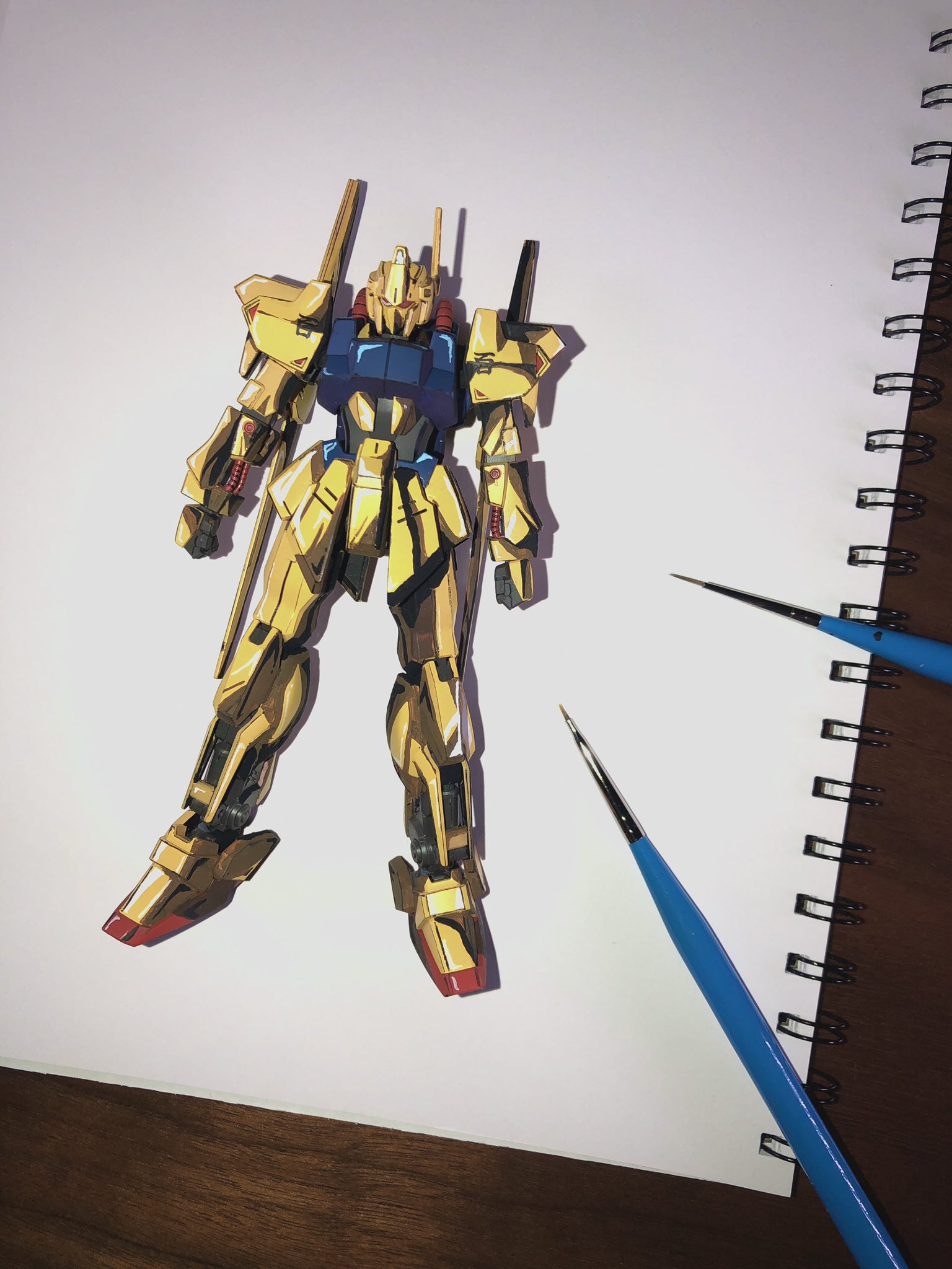 今日 Rt Toy Robbin イラスト風模型コンペ完成 Hguc百式をイラスト風で塗装しました 一時は見た目チョコバナナから抜け出せず うーんって感じでしたが 黒影 ハイライトと進めるうちになんとか纏まったと思います T Co G3crgegju0 Twitter