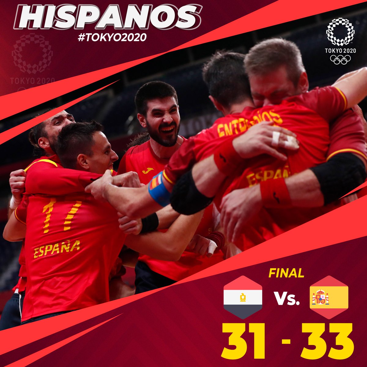 🏆 #Tokyo2020
📌 Partido por el Bronce
⏱ 60' - Final
🆚 Egipto 🇪🇬 31:33 🇪🇸 España
🏟 Yoyogi National Stadium
📺 <a href="/La1_tve/">La 1</a>, <a href="/rtveplay/">RTVE Play</a>, <a href="/Eurosport_ES/">Eurosport.es</a>

🖋️ ¡SIIIIIIIIIIIIIIIIIIIIIIII! ¡BRONCE BRONCE BRONCE BRONCE OLÍMPICO!

#⃣ #Hispanos #ElCorazóndeEspaña