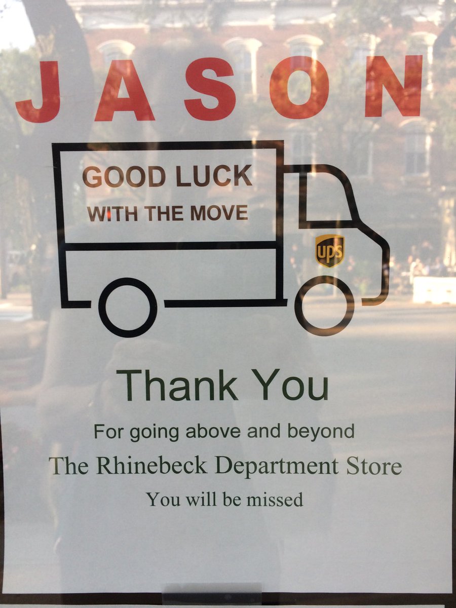 penrowl's tweet image. Seen in #Rhinebeck #NY, touching #farewells to a beloved #FedEx #deliveryman, posted in shop windows all over town...