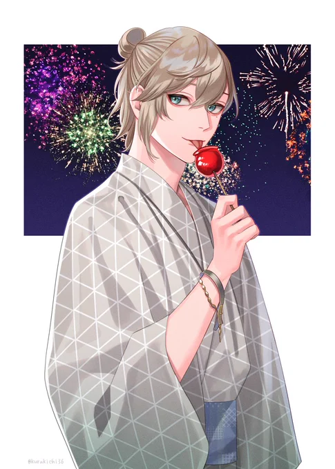 夏のわ～!🎆
#くろのあとりえ  #kuzuart  #かな絵 