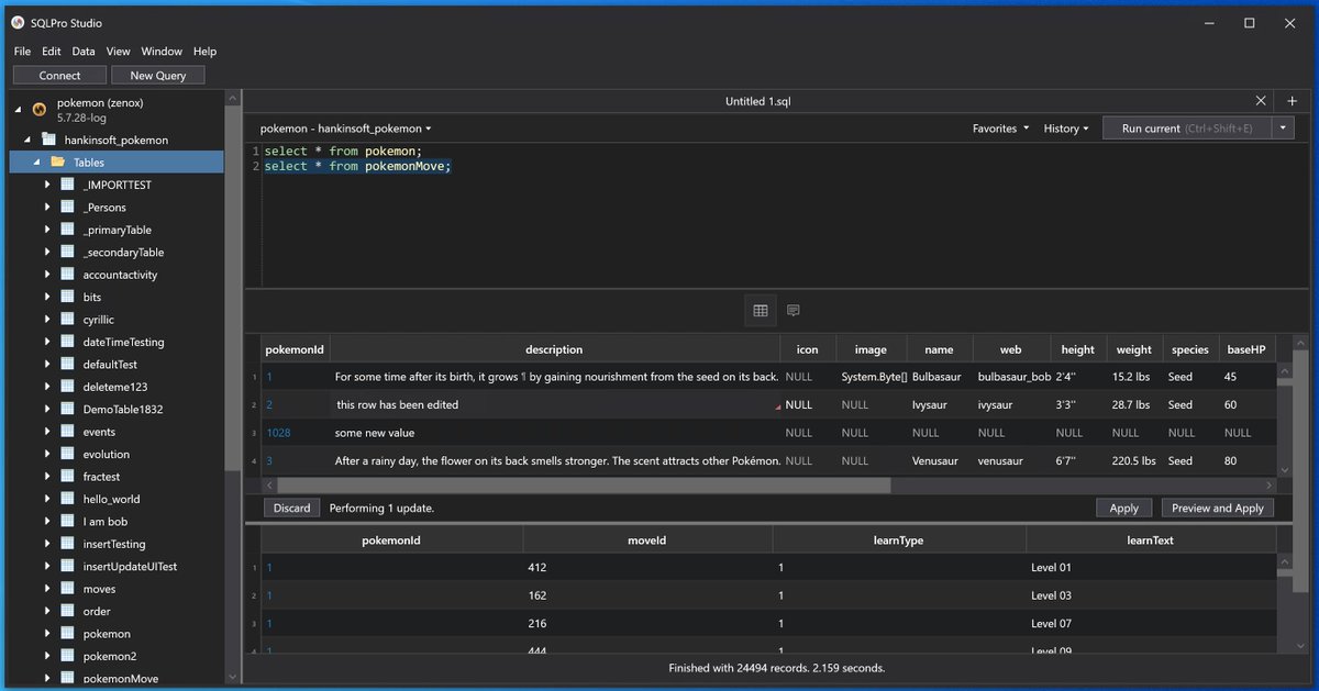 kyle_hankinson's tweet image. I've been working on and improving the Windows version of SQLPro Studio. The Windows version supports MySQL, Postgres, SQL Server and Snowflake. It has great features such as editing results and primary/foreign key detection. microsoft.com/p/sqlpro-studi…