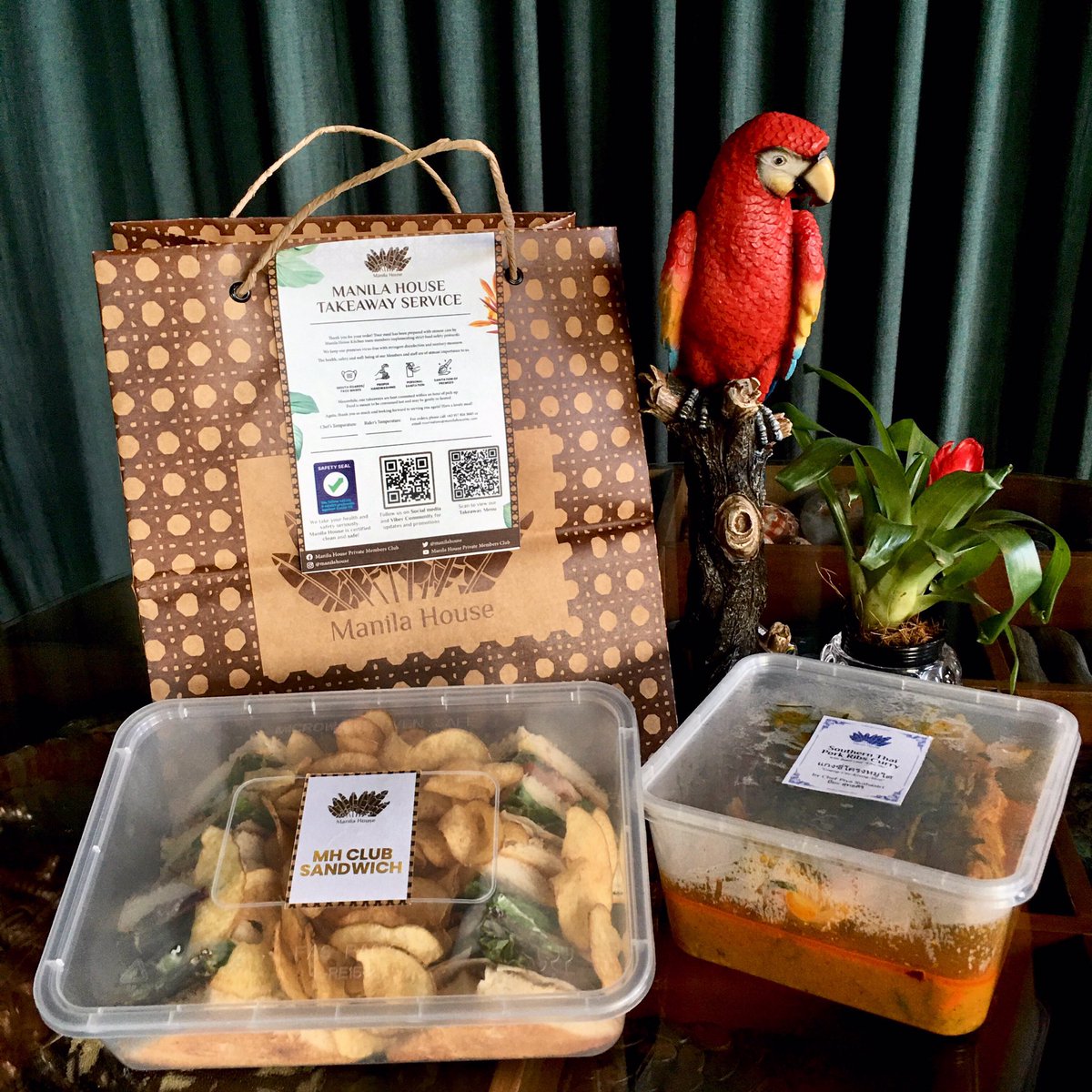 Manila House Club Sandwich and Southern Thai Pork Ribs Curry both ready for takeaway. Order yours now! 

Order takeaways and get discounts from our website (shop.manilahouseinc.com), through food delivery services or by calling us directly at 0917 851 6500
#manilahouse