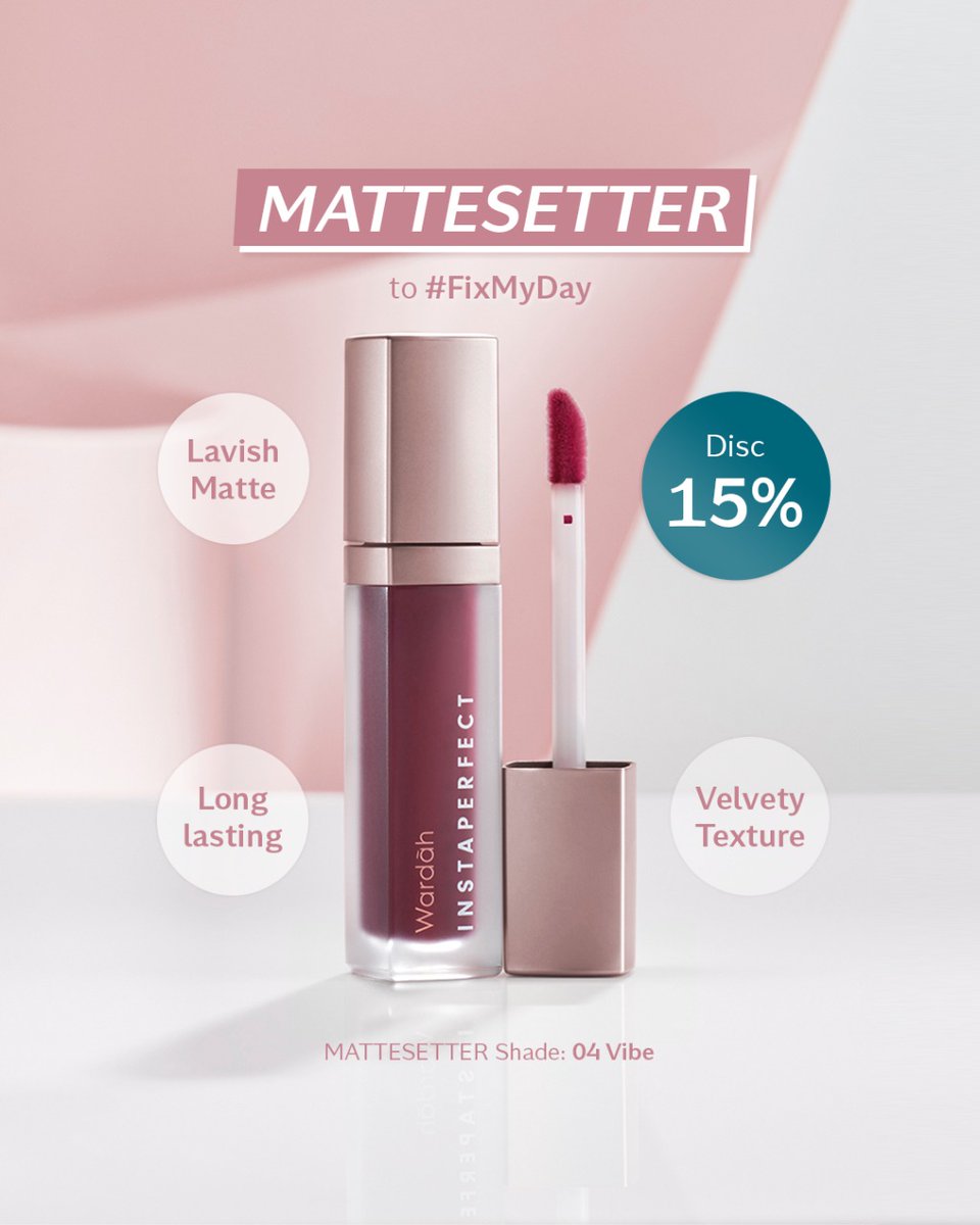 instaperfect_id's tweet photo. Mattesetter help by #FixMyDay & be #BeautyReadyAtHome
❤️ Lavish matte yang tetap melembapkan
❤️ Velvety texture yang nyaman & tidak lengket
❤️ Tahan seharian menemani kamu beraktifitas
DISCOUNT 15% off at website: https://t.co/050rlHHqUt
#Instaperfect #BeUnstoppable #lipcream https://t.co/vif9nzsPui