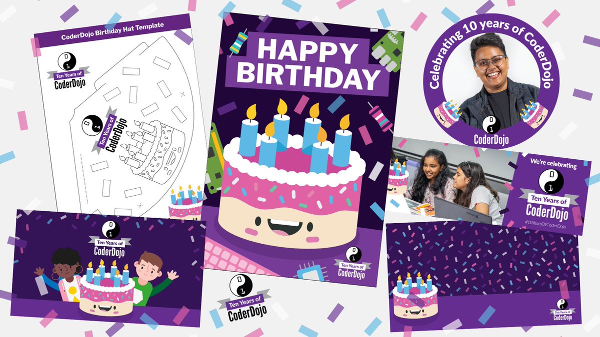CoderDojo's tweet image. Planning a Dojo session in October to celebrate #10YearsOfCoderDojo? 🎉

⬇️Download assets and apply for a birthday pack at: coderdojo.com/2021/07/23/cel…