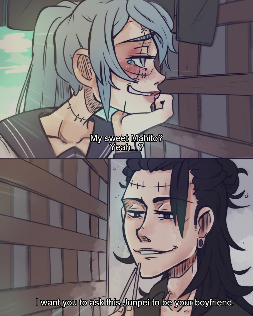 HeliPeach's tweet image. 2/6 of my art-serie &quot;Fem Mahito and the next day&quot; ❤️
I hope you like !❤️
When i did &quot;Follow Mahito trough a day&quot;-art-serie, I didn&apos;t have a story in mind, but now I do and I want to tell it to the end ❤️
#Mahito #Geto #GetoMahi #JujutsuKaisen #femmahito #fakeanimescreenshot