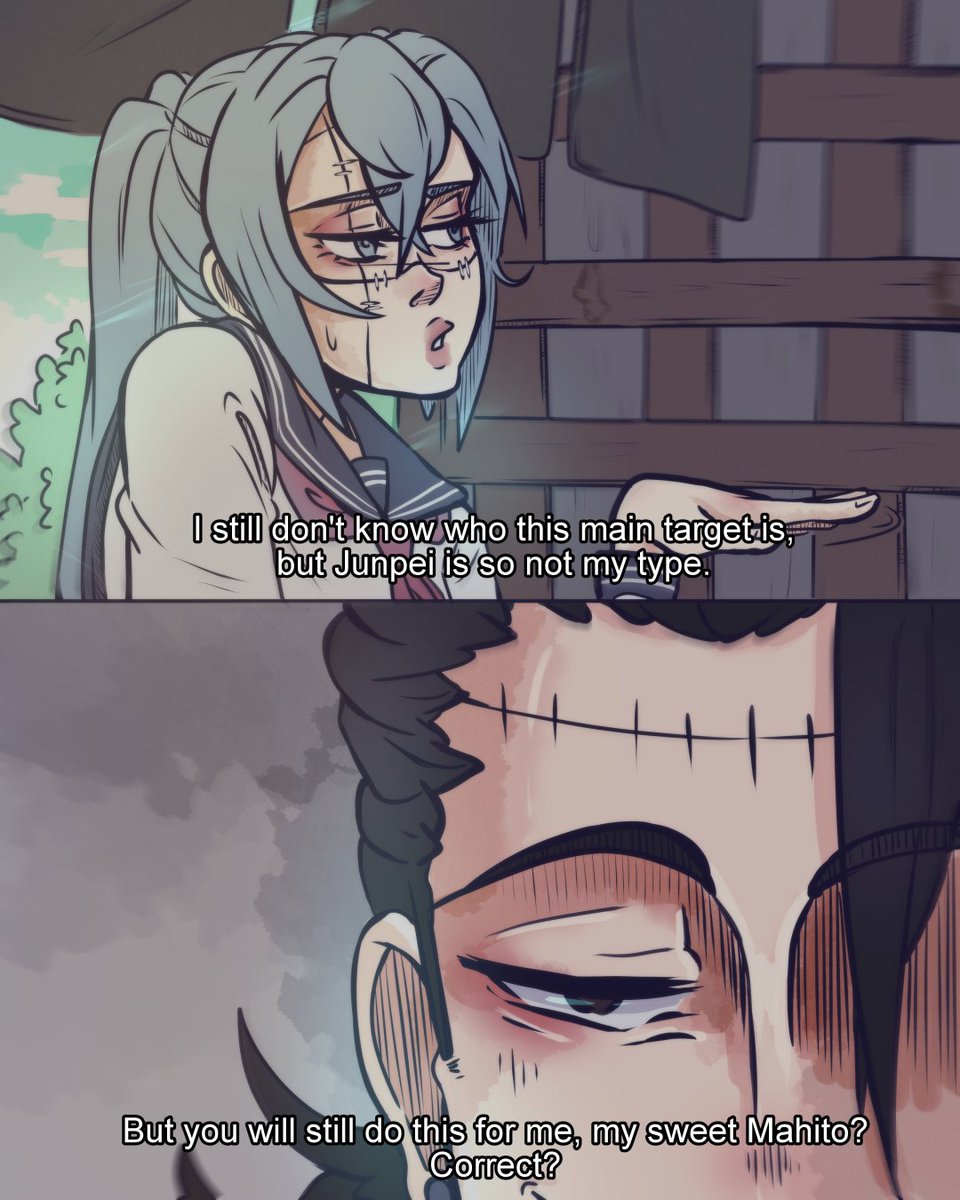 HeliPeach's tweet image. 2/6 of my art-serie &quot;Fem Mahito and the next day&quot; ❤️
I hope you like !❤️
When i did &quot;Follow Mahito trough a day&quot;-art-serie, I didn&apos;t have a story in mind, but now I do and I want to tell it to the end ❤️
#Mahito #Geto #GetoMahi #JujutsuKaisen #femmahito #fakeanimescreenshot