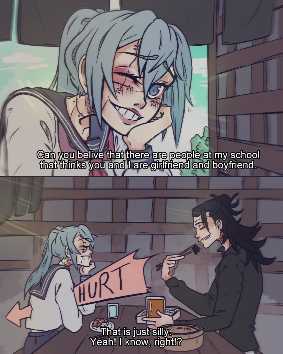 HeliPeach's tweet image. 2/6 of my art-serie &quot;Fem Mahito and the next day&quot; ❤️
I hope you like !❤️
When i did &quot;Follow Mahito trough a day&quot;-art-serie, I didn&apos;t have a story in mind, but now I do and I want to tell it to the end ❤️
#Mahito #Geto #GetoMahi #JujutsuKaisen #femmahito #fakeanimescreenshot