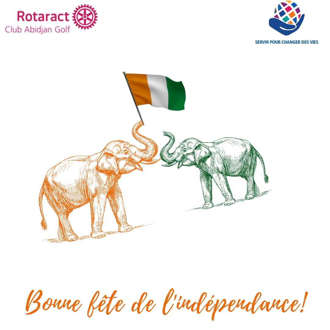 RotaractGolf's tweet photo. Notre belle Côte-d'Ivoire , 
Pays à l'hospitalité légendaire, 
Comme nous sommes fièrs d'être tes fils et filles...
Excellente fête de l'indépendance à tous 🇨🇮🇨🇮 https://t.co/NcfN13fFSV