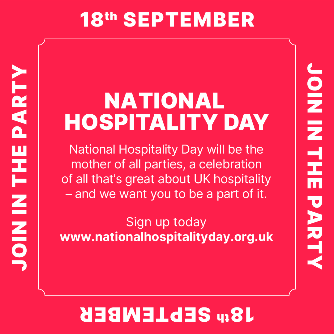 September 18th is going to be a day to remember! Check out #NationalHospitalityDay for more information on how to get your business involved: nationalhospitalityday.org.uk