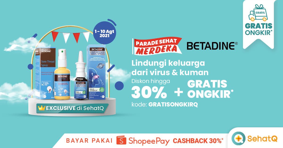sehatq's tweet photo. #KeluargaSehatQ butuh produk yang bisa melindungi keluarga dari virus & kuman? Di #TOKOSehatQ, produk Betadine sedang diskon hingga 30% dan ongkirnya gratis dengan kode GRATISONGKIRQ!
Penawarannya terbatas jadi yuk, segera kunjungi link berikut https://t.co/VJtvJa1Hsj https://t.co/MqkQPtpexY