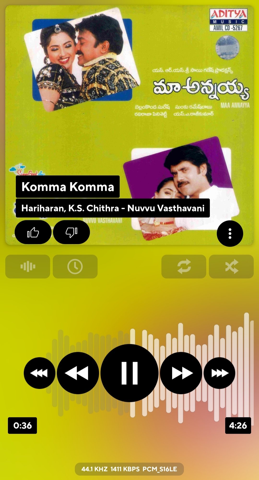 Telugu & Hindi ACD Flac And Wav Songs🎵 on X: Komma Komma Vinnavama Koyila  Vastundi... Such a beautiful Song Album::Nuvvu Vasthavani  Artist::Hariharan, Chitra Source::CD 📀📀 Quality::ACD WAV (1411Kbps)  t.coqd0DACTKm2  X