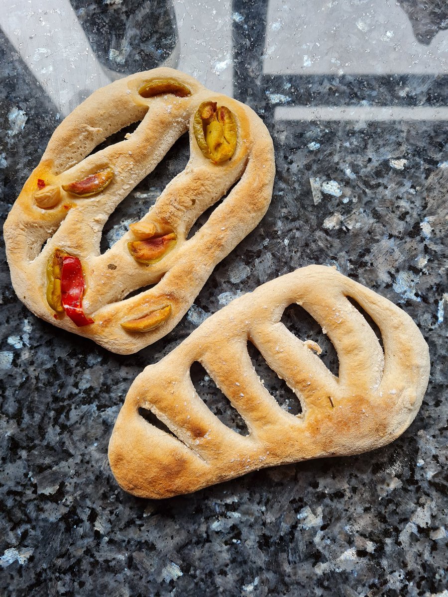 First go at  breadmaking with fougasse as a starter. Still need to perfect the shape but who doesn't love mishapes. Yum!