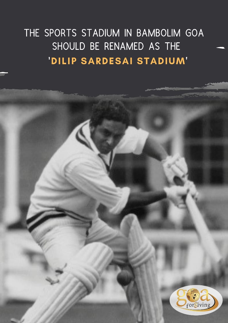 GoaForGiving's tweet photo. This is the time to rename all sport related stadiums/awards in the name of well known Sports icons. In Goa, we must rename the Bambolim stadium as  Dilip Sardesai Stadium. Wud be a great honour. #DilipSardesaiStadium #Goa #MajorDhyanChand #Goenkarponn #RajivGandhiKhelRatnaAward https://t.co/0638fJvUE5