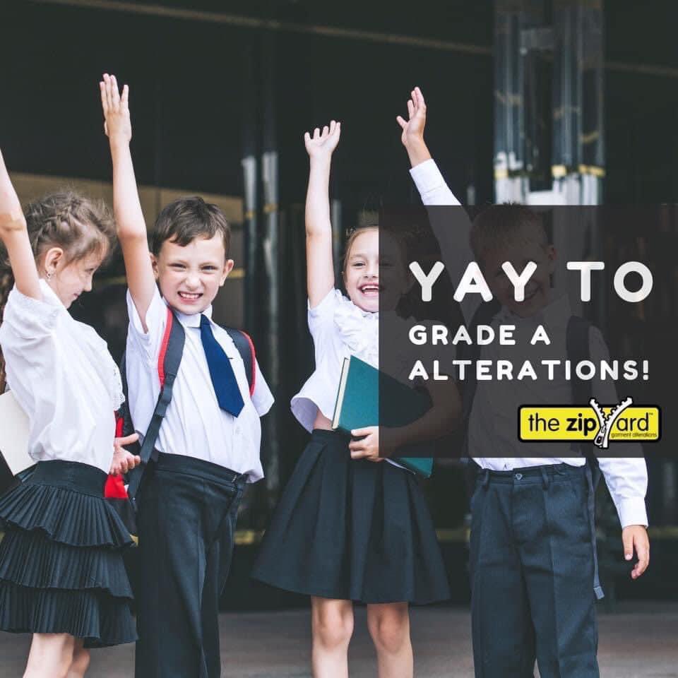 Say YAY to Grade A Alterations here at The Zip Yard ✅

Back to School Alterations, Repairs &amp; More! 📚 ✏️ 

#backtoschool #alterations #schooluniform #lookgreatfeelfantastic