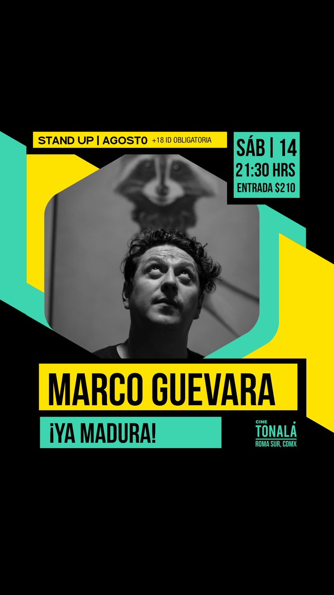 mx_titan's tweet photo. @soygalleton nos representa con esa consigna que todos hemos oído por lo menos una vez. #YAMADURA
@cinetonala
#sabado 21:30h
#standupcomedy https://t.co/r06zaPdBrR