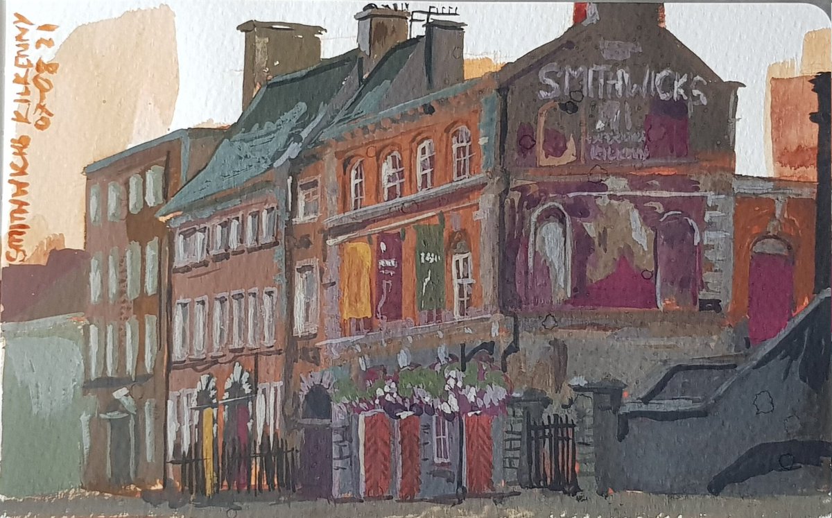 PaulJKav's tweet photo. Smithwicks building #gouache #pleinair https://t.co/Huhwcydejh