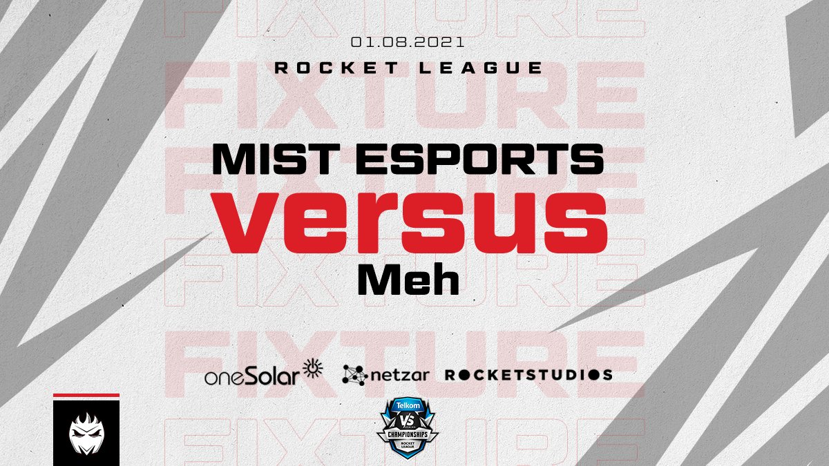 Game time! | Round 2 of the <a href="/VSGamingWorld/">Telkom VS Gaming</a> Masters begins tomorrow with the Mist #RocketLeague team taking on 𝘮𝘦𝘩 after their first win against 𝘦𝘗𝘳𝘰 𝘎𝘢𝘮𝘦𝘳𝘴!

GLHF!

<a href="/rocketstudiosza/">Rocket Studios</a> | <a href="/netzarcoza/">netzar Telecoms</a>  | #oneSolar