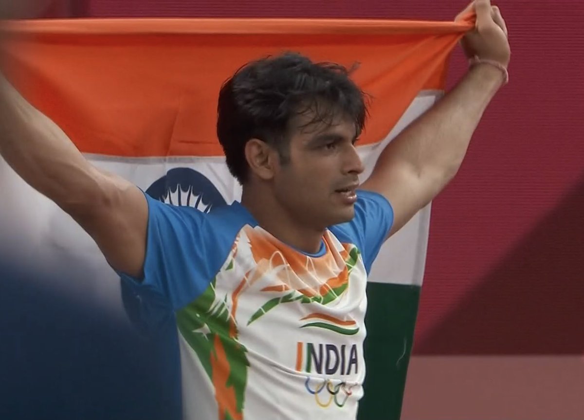 rsprasad's tweet photo. Congratulations Neeraj Chopra for winning #Gold medal for India in #Olympics 
Your achievement will inspire young athletes to work hard and bring glory for India. Well done! https://t.co/wWNxgmId7v