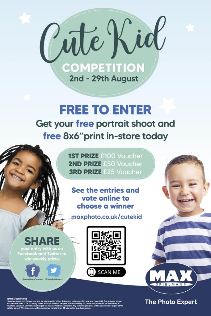 Receive a free portrait shoot and 8x6" print in store at <a href="/maxspielmann/">Max Spielmann</a> #Rochdale by taking part in the Cute Kid competition!