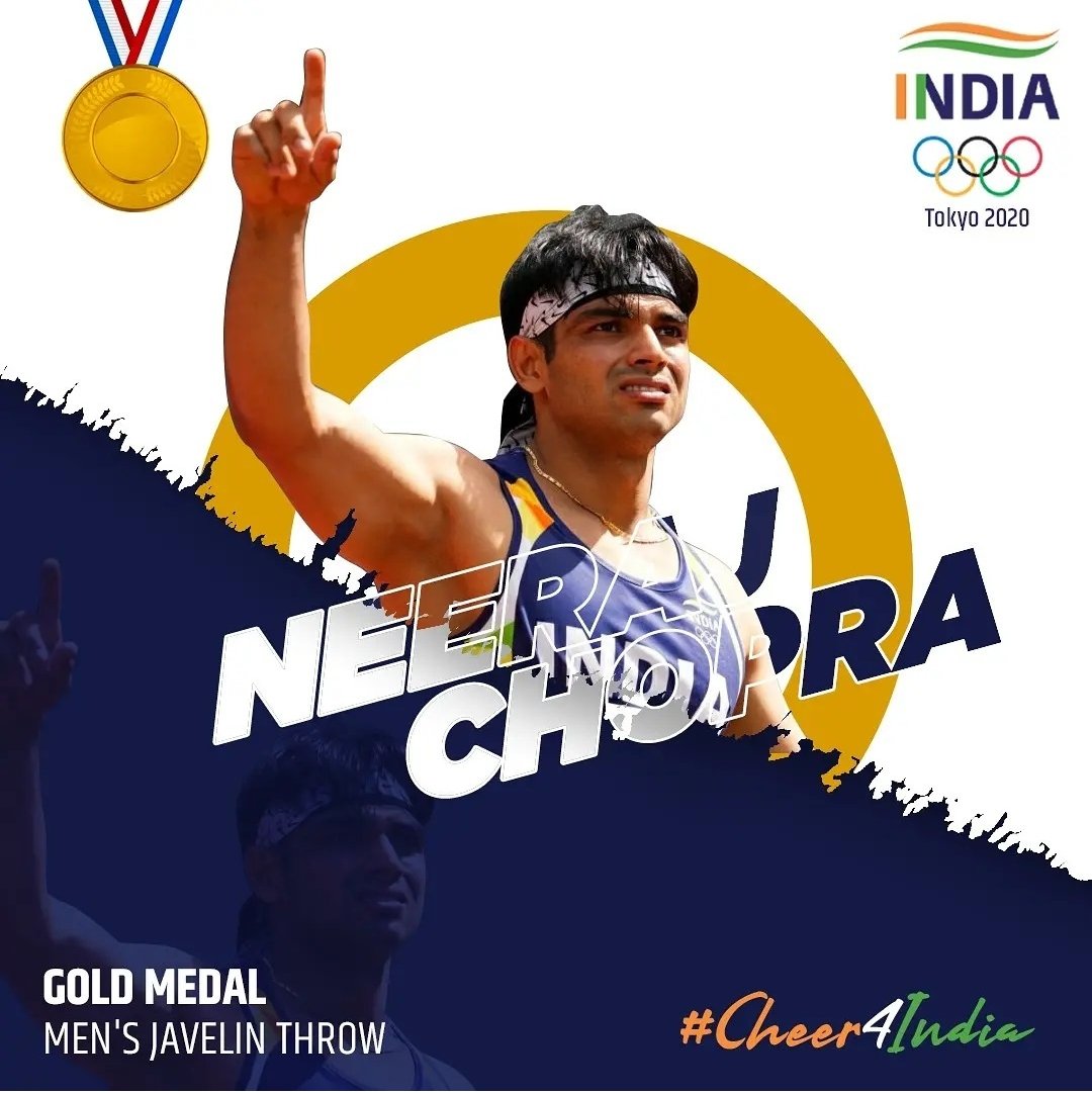 Ritwik73250310's tweet photo. Javelin Thrower Neeraj Chopra brings home the first gold medal for india at #TokyoOlympics https://t.co/ntwxl7n64F