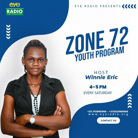 EyeRadioJuba's tweet photo. Tune into #Zone72Youthprogram today with @WinnieEric. Beng Khombor, the Sec for External Affairs at the SSNYU, and Gak Malek the coordinator for @ShabableShabab will talk about youths and their needs as we look at the #InternationalYouthDay coming up on  August 12. https://t.co/1invFvzyzf