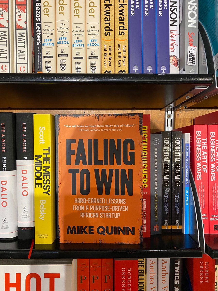 BurnetMedia's tweet photo. #FailingToWin is available in store at ExclusiveBooks. Entrepreneur #MikeQuinn speaks openly about the ups and downs, and lessons learned in building an African fintech startup. https://t.co/Wdm4QMCxd4