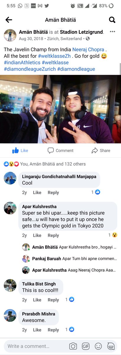 The_Apar's tweet photo. More power to you Neeraj Chopra.
Some prediction two years back.
Cheers,
India
#NeerajChopra #Neeraj_Chopra #Olympicsindia #Olympics2020 https://t.co/cbHmfBOS8C