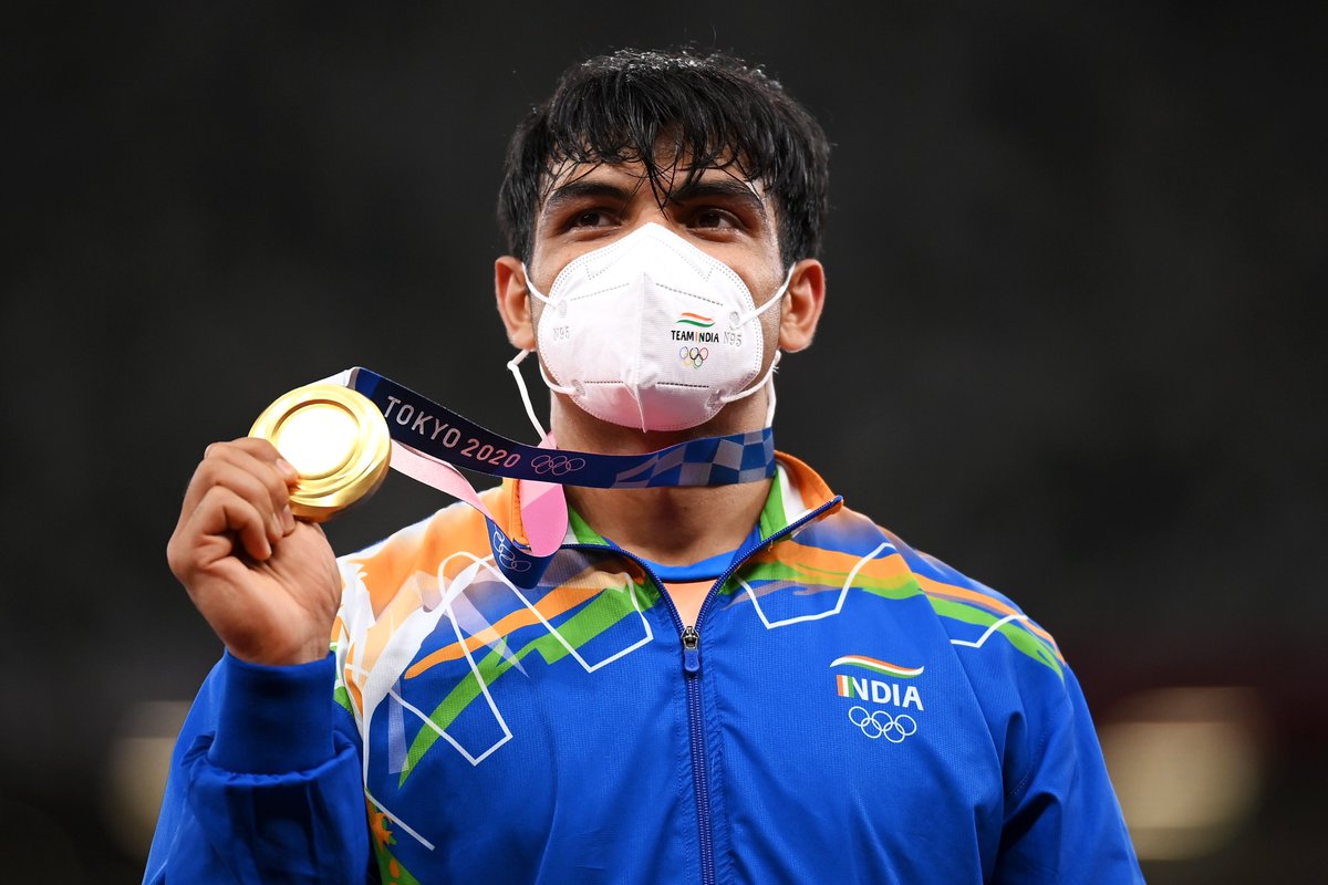 A special day for @Neeraj_Chopra1 and a special day for @WeAreTeamIndia! 🥇 It's a first gold medal at #Tokyo2020 and a first ever athletics gold for #IND