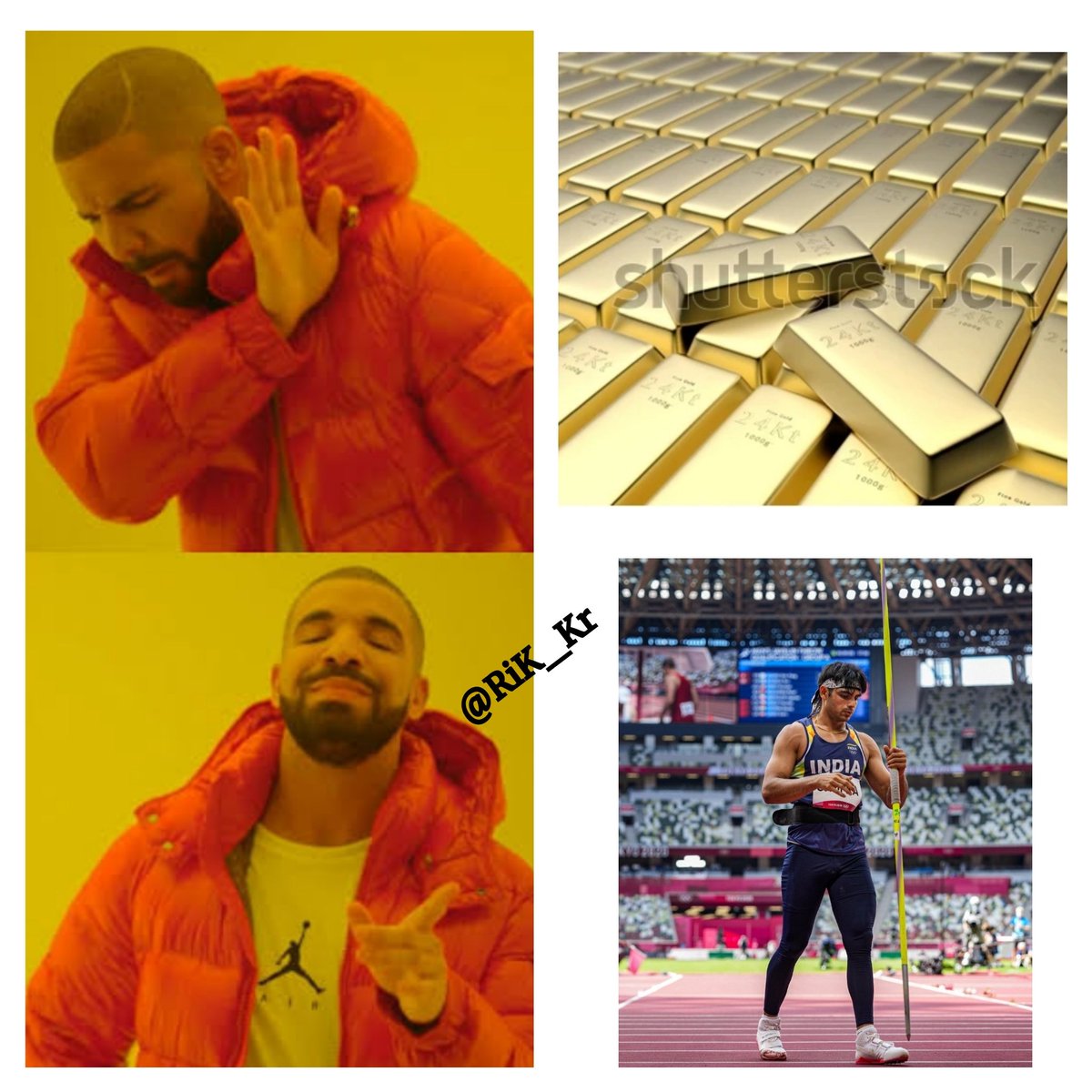 RiK_Kr's tweet photo. #NeerajChopra #नीरज_चोपड़ा #goldmedal 🇮🇳🥇👑❤️ https://t.co/8ZBoSPXq4z