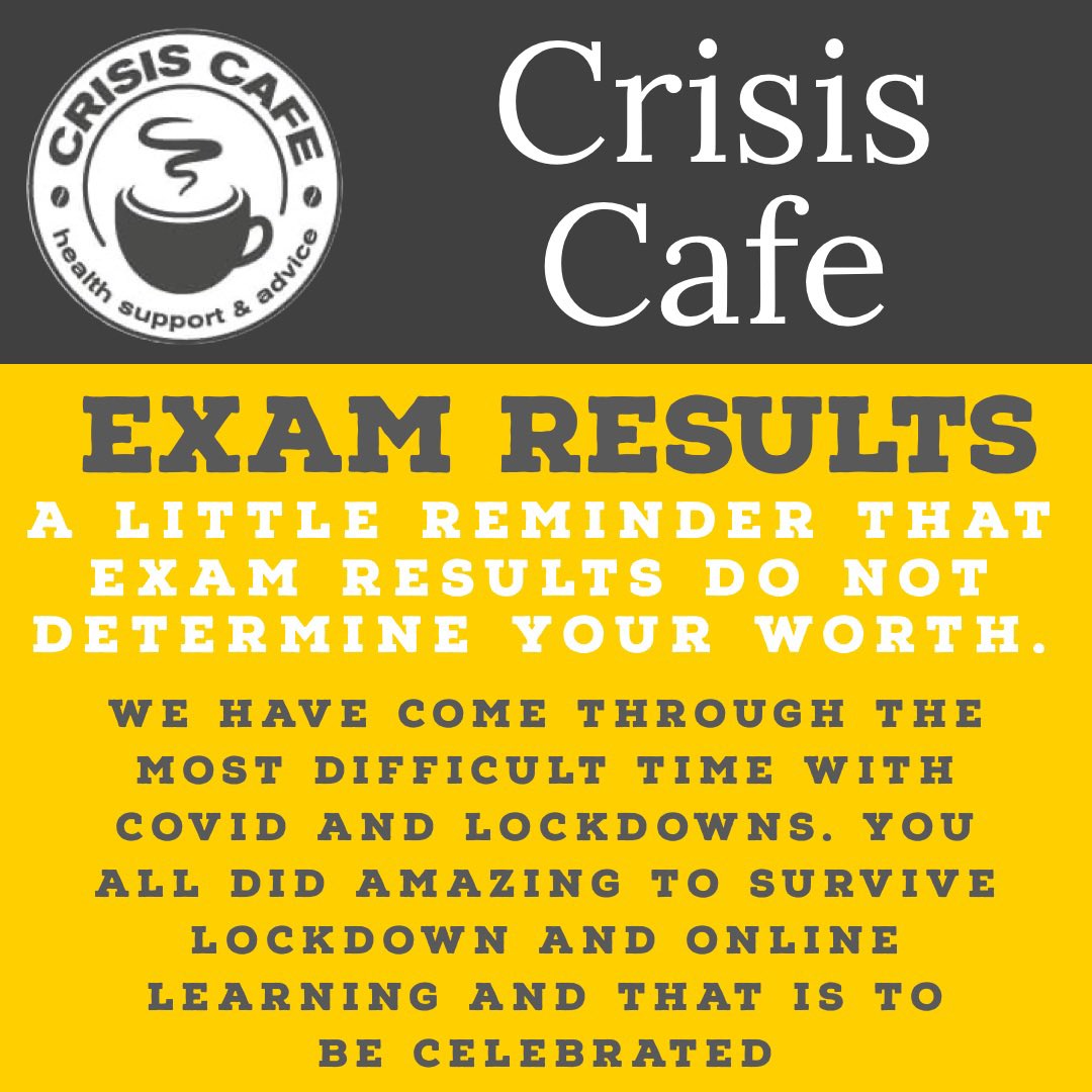 Increased levels of stress and anxiety among many young people awaiting results next week. <a href="/crisiscafeni/">Crisiscafeni</a> are here if need support or just someone to chat to. Call in and connect with us #empoweringyouth #MentalHealthAwareness #MentalHealthMatters