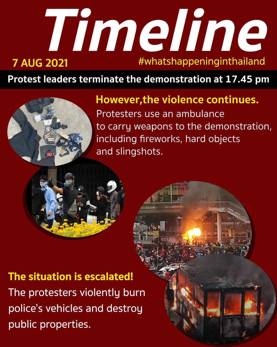 Please distribute this information to your appropriate networks🙏🙏

However,the violence continues.
Protesters use an ambulance
to carry weapons to the demonstration,
including fireworks, hard objects
and slingshots.

#WhatsHappeninglnthailand #WhatsHappeningInThailand