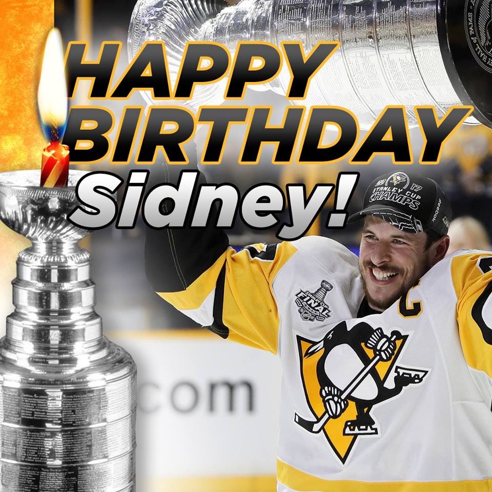  HAPPY BIRTHDAY, SID! Sidney Crosby celebrates his 34th birthday today. 