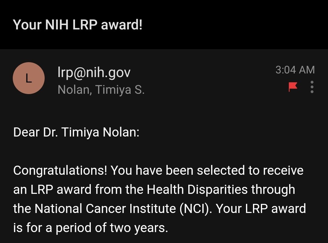 GOD IS Faithful! The third time was a charm for my #NIHLRP application. This is truly a gift! Thank you colleagues and mentors for wisdom and support. Thank you @theNCI and @NIH_LRP for believing in my vision to build interventions that help Black people with chronic dz be well.