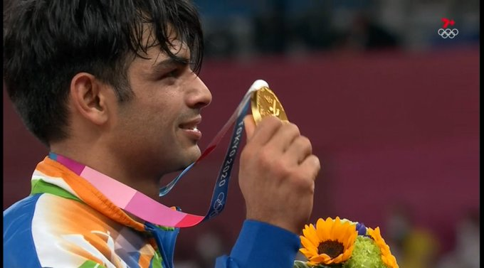 IndigoSubha's tweet photo. Neeraj Chopra wins India's first gold medal at the Tokyo Olympics, hearty congratulations very proud moment for us thank you so much

#goldmedal #NeerajChopra https://t.co/JXLeUXBQt5