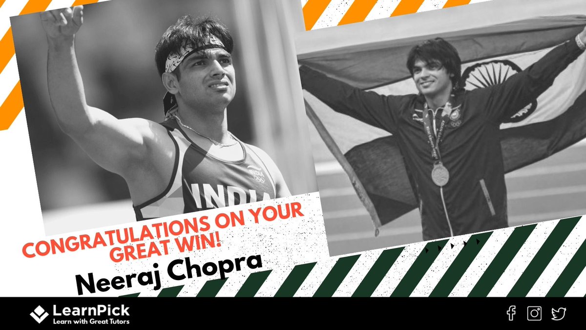 LearnPick's tweet image. If there is one amazing thing that has happened this year, it&apos;s your victory. You are the best! Congratulations - Mr. Neeraj Chopra You make us proud! Team LearnPick
#NeerajChopra #LearnPick