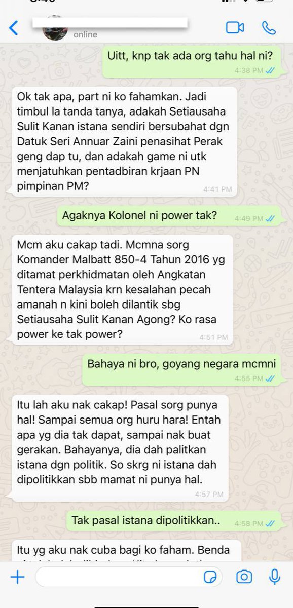 heart_annisa's tweet photo. Pekara macam ni lah yg boleh memburukkan keadaan. Nama telah ditutup bagi isu keselamatan. Kita yg kasihkan pada YDP Agong pasti risau pegawai2 yg tak amanah keliling istana. Hrp ada pihak buat laporan polis berkenaan isu ini. [5 ss perbualan, sambungan] #iniadalahthread https://t.co/FjQpTjfH0q