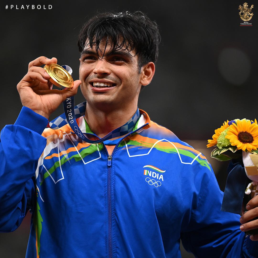 RCBTweets's tweet photo. He's done it!! Neeraj Chopra is an #Olympics 🥇 medalist! 

Congratulations to the 23-year old, on winning the #Gold medal in #JavelinThrow at #TokyoOlympics! This is also India’s first #Olympics Gold medal in Athletics. 

#PlayBold #Tokyo2020 https://t.co/rveiERSiDA