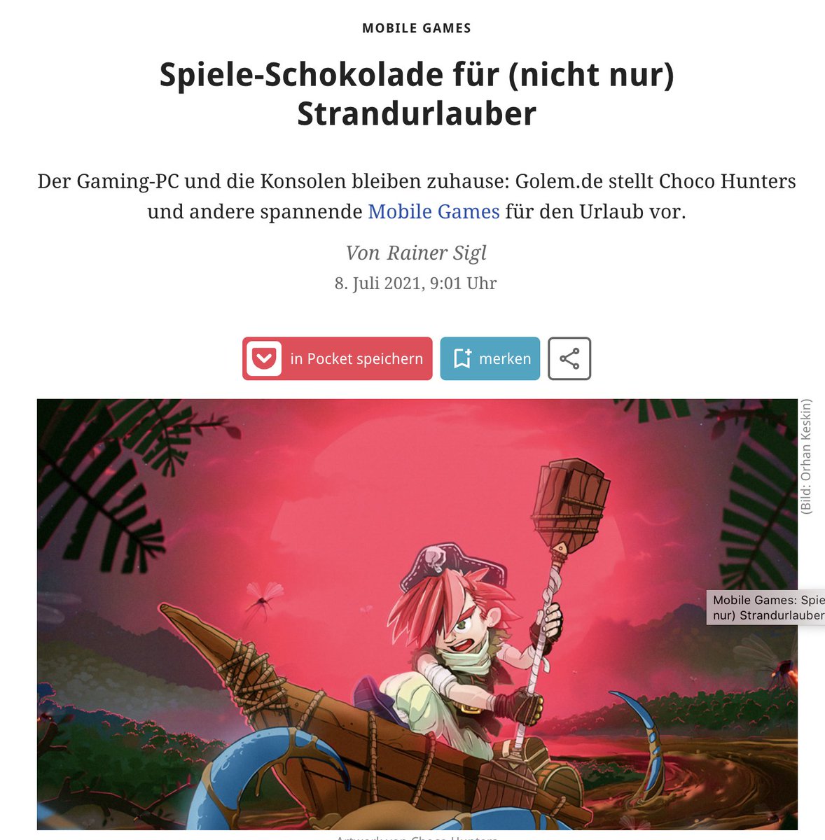 ChocoHunters has been covered in a renounced German Online magazine. 
tinyurl.com/24yu2uhz
#indiegames #gamedev #indiedev #indiegame #indie #indiegamedev #play #videogame #ドット絵 #Android #AndroidGame #mobilegames #iosgames #screenshotsaturday