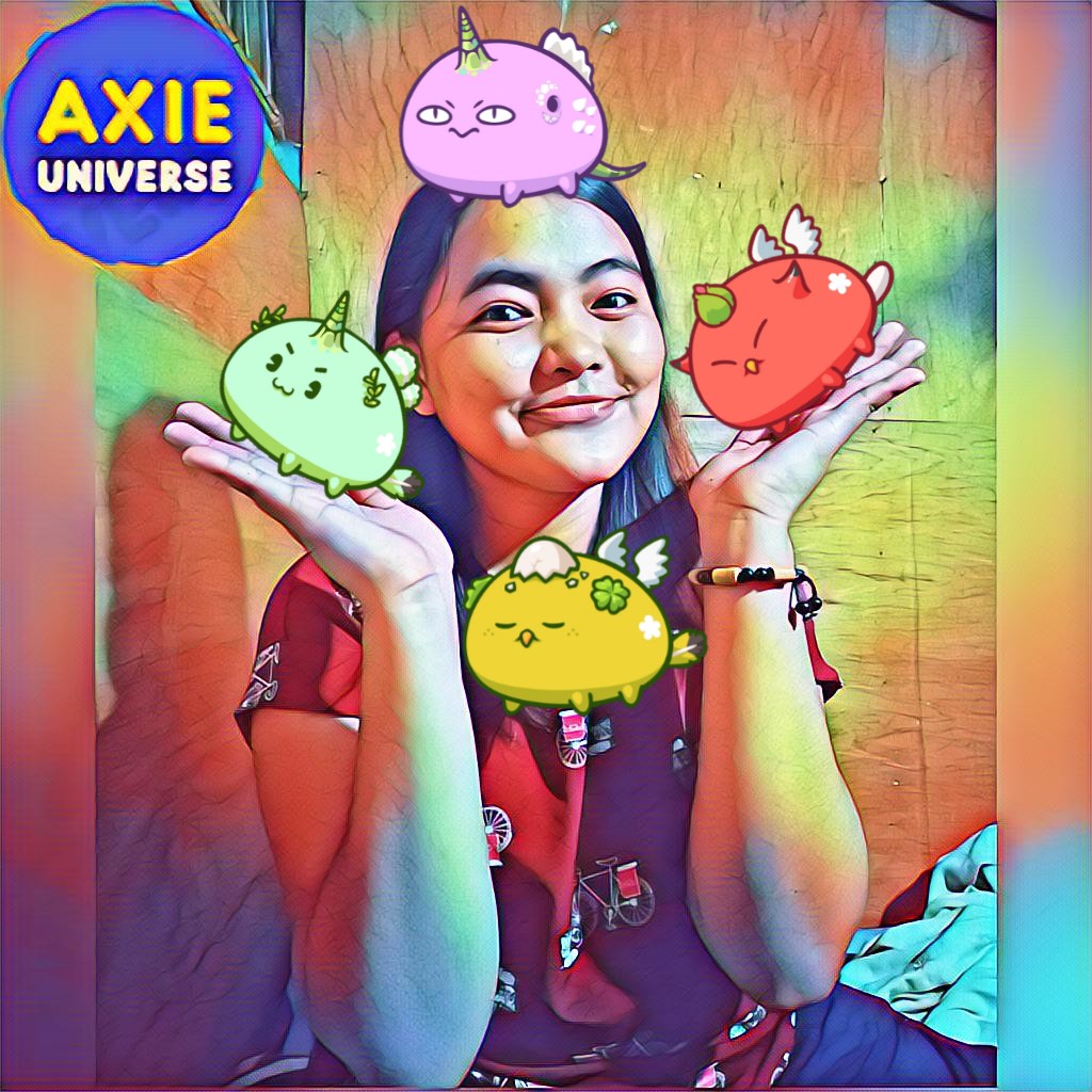 JessiedelD's tweet photo. I'm a proud @AxieUniverse scholar! ❤️❤️❤️ Kissed and hugged by these adorable axies. 💚💛💜❤️

#AxieUniverse is the best! ❤️
#AxieInfinity https://t.co/s4S3LCCMr0