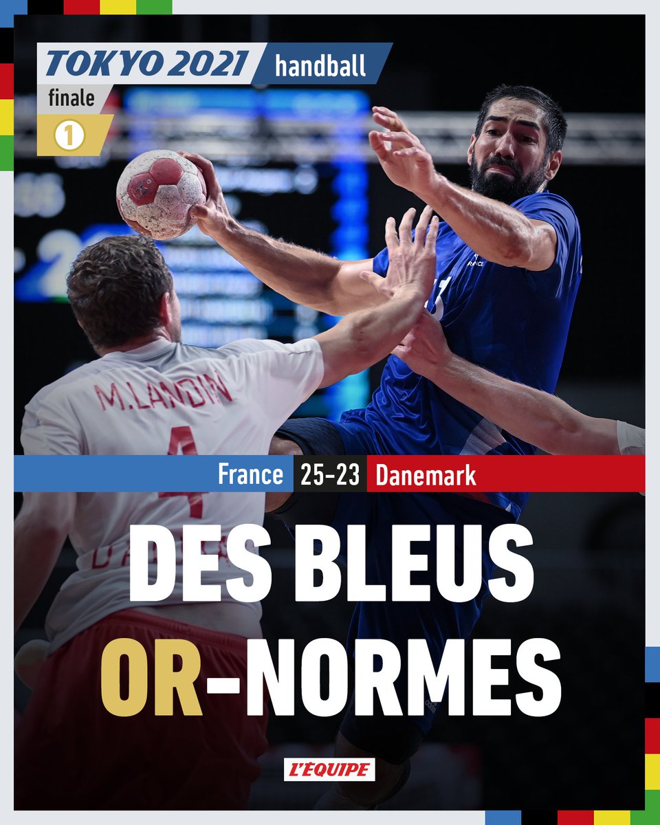 lequipe's tweet image. L'équipe de France sacrée championne olympique et prend sa revanche contre le Danemark : ow.ly/iDvf50FMuiG 
#FRADAN #Tokyo2020