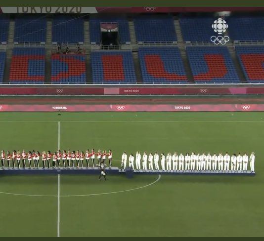Sid_Seixeiro's tweet image. One of the least talked about moments yesterday was how the U.S. women’s soccer program, one of the most arrogant on earth, got a front row seat as our Canadian gold medal winning team sung the national anthem. It was a “Heritage Moment”.