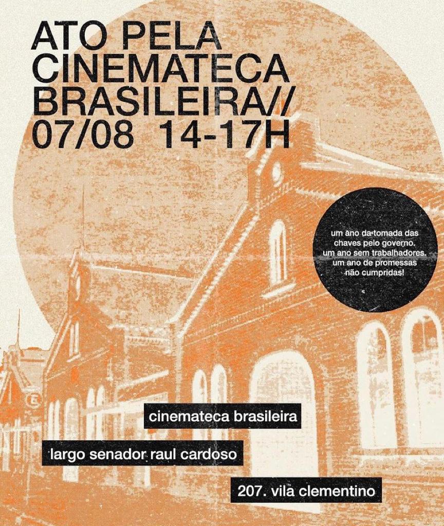 xikino's tweet photo. CINEMATECA BRASILEIRA

ATOS PELA CONTRATAÇÃO IMEDIATA DE TÉCNICOS EM PRESERVAÇÃO AUDIOVISUAL E SALVAGUARDA DO QUE RESTOU DO ACERVO 

7/08, 14h

SP - Cinemateca Brasileira 
RJ - MAM Rio 
DF - Palácio do Planalto
PR - Cinemateca de Curitiba
RS - Cinemateca do Capitólio https://t.co/aoNpa93m1g