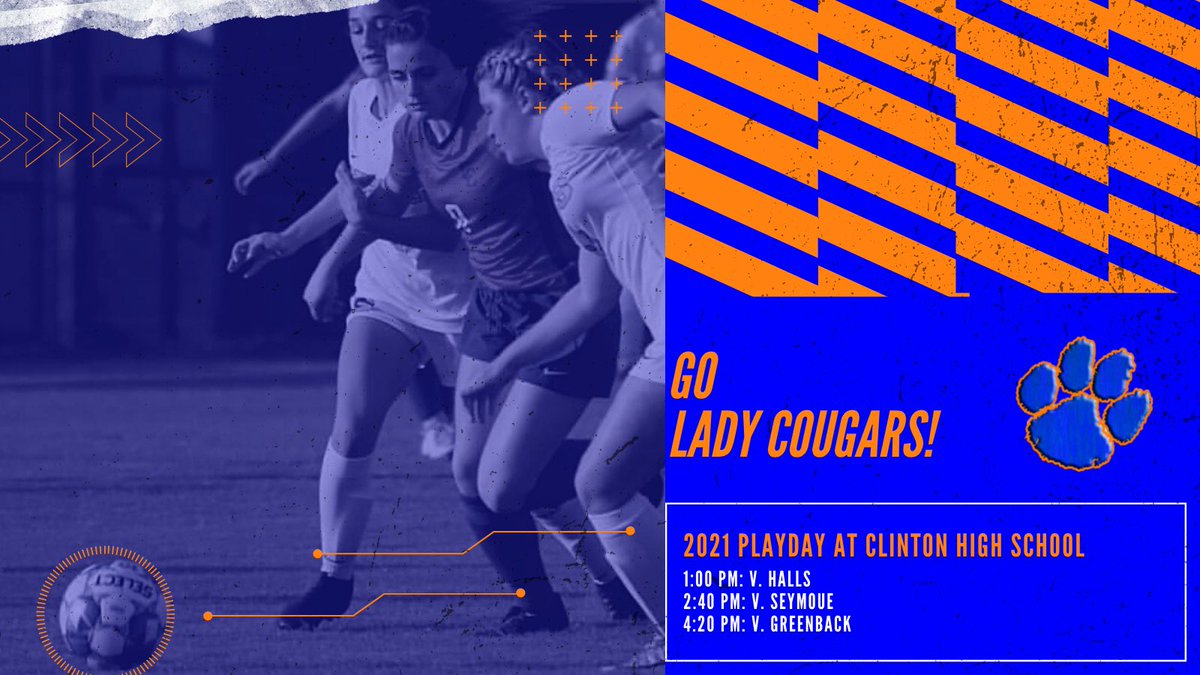 _CCHSathletics's tweet photo. ⚽️ The Lady Cougars play at 1:00 pm, 2:40 pm, &amp; 4:20 pm today at the Clinton High School Playday! 

Good luck, Lady Cougars! https://t.co/4a65ElkBDm