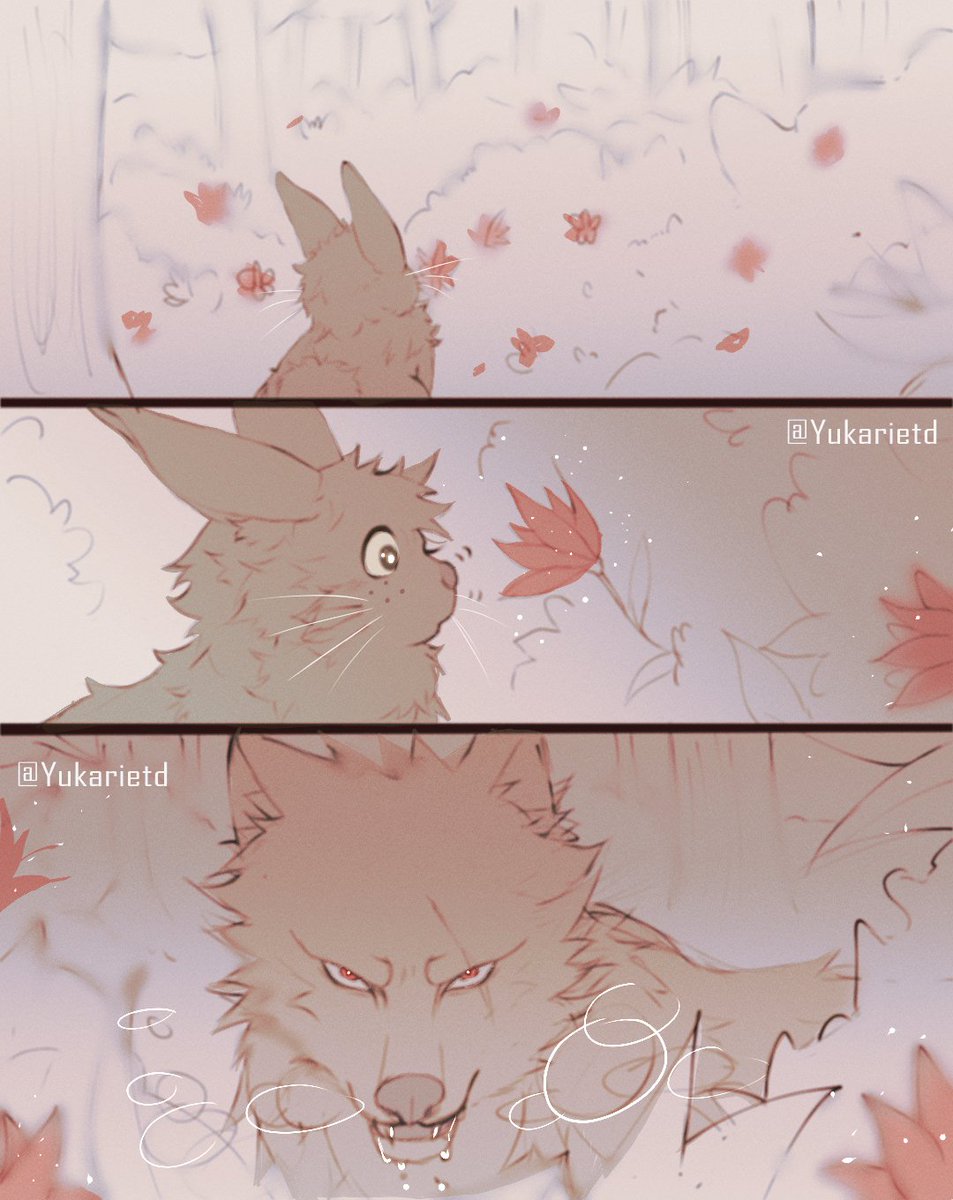 YukarietD's tweet photo. well..  this is how the kacchan wolf fell in love with his prey and became hungry. 🐰+🐺💚🧡 https://t.co/2xBUiJy9hf