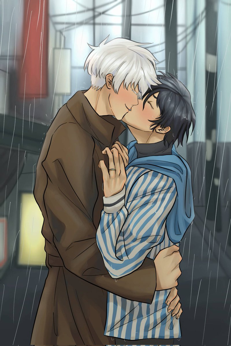 tounyuuchops's tweet photo. #gofushiweek2021 day 7: free day!
As a finish I thought it'd be nice to draw sth soft so I drew them kissing in the rain cause I'm a sap owo https://t.co/8mjNQ5qwPJ