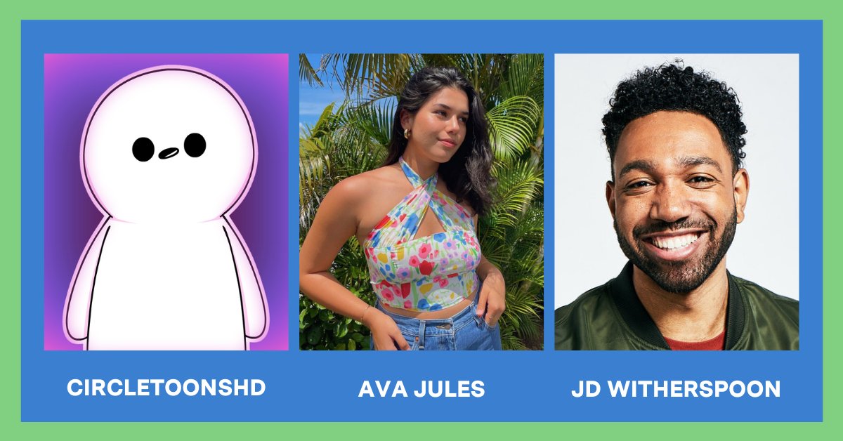 VidCon's tweet photo. It's the latest lineup additions for me! @CircleToonsHD, @avajules_ &amp; @jdwitherspoon were all just added as #VCUS21 Featured Creators! https://t.co/HgiT8lSyRJ