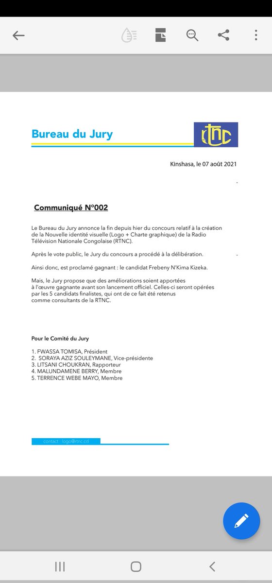 LitsaniChoukran's tweet photo. Communication du Bureau du Jury #LOGORTNC https://t.co/ZFwWEHdEfQ