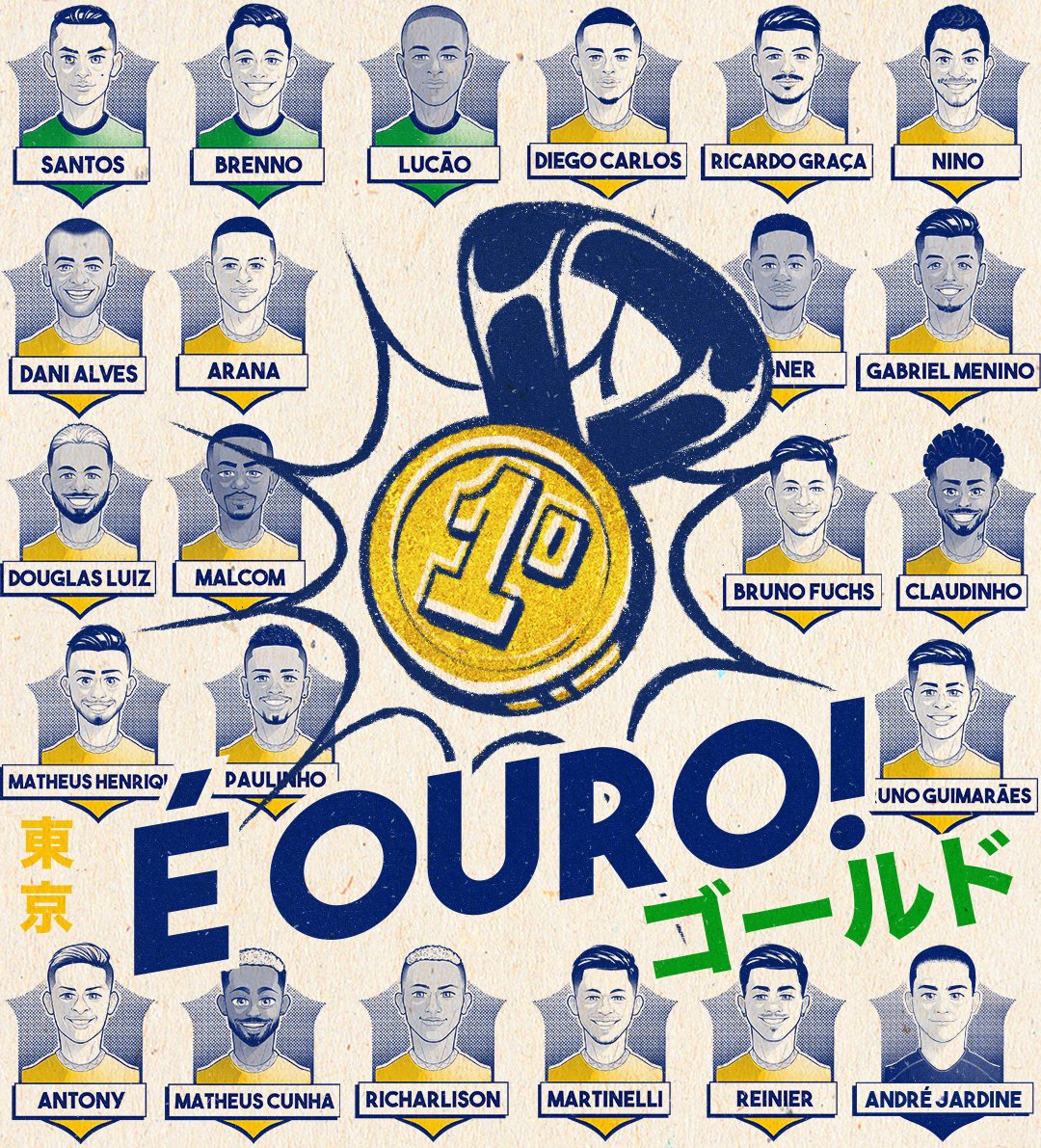 CBF_Futebol's tweet photo. O OURO CONTINUA NO BRASIL! Foi na raça, na dedicação e no talento do futebol brasileiro! A medalha dourada é nossa mais uma vez e agora podemos comemorar! Obrigado, #SeleçãoOlímpica! Vocês são incríveis e marcaram os seus nomes na história! ⚽🏅🇧🇷💚💛

#BRAxESP #JogosOlímpicos https://t.co/m0o8sVfwqk