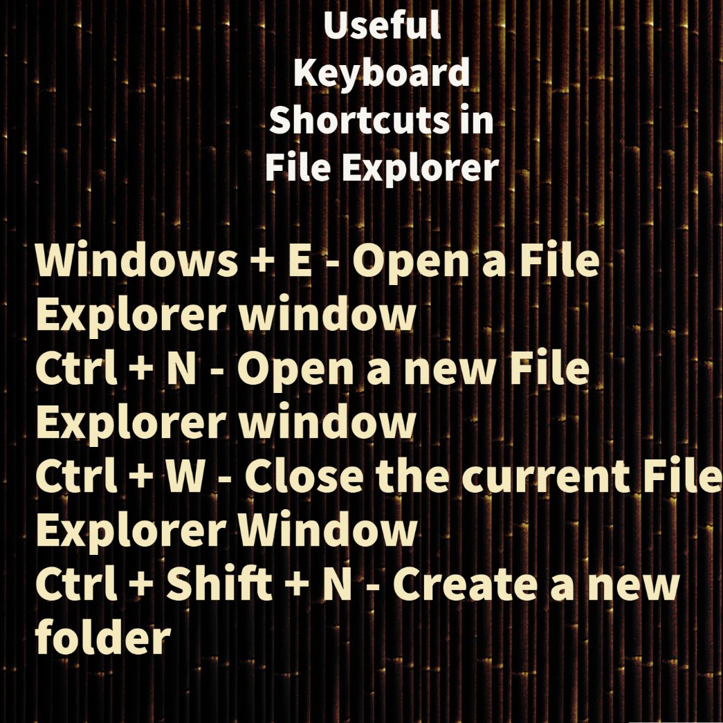 GenTechSupport's tweet image. Next time you&apos;re on your computer try out some of these cool shortcuts in File Explorer! 

#gentech #windows #computers #technology #coding