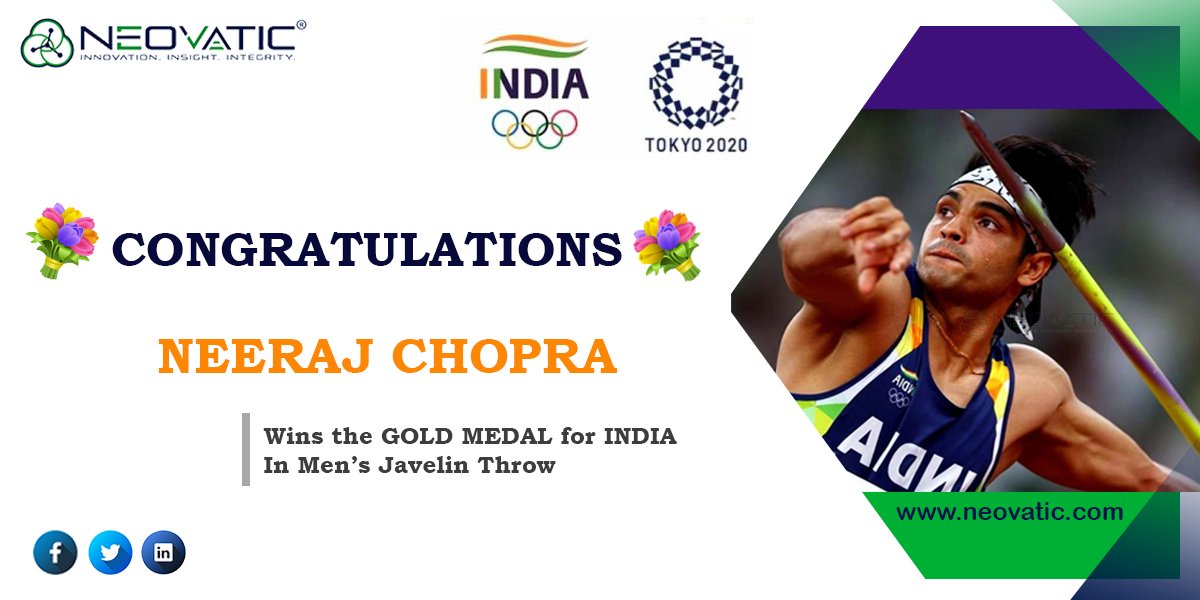 neovatic's tweet photo. Subedar Neeraj Chopra Indian Army gets maiden Gold at Tokyo Olympic 2020 - does the biggest proud to India at Tokyo.
#olympic2020 #proudmoment #NeerajChopra https://t.co/jCFF4EvgPq